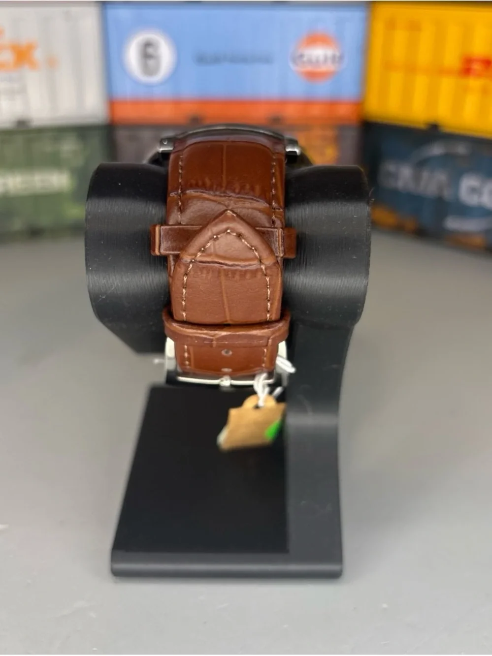 BiBi Automatic Cream Dial Skeleton Watch with Brown Leather Strap